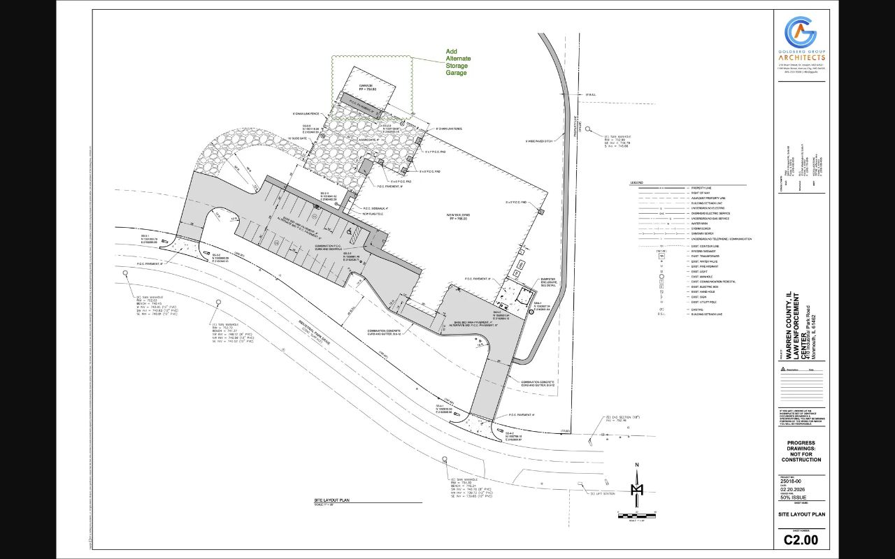 Preliminary site layout for the Warren County Sheriff's Office and Jail project