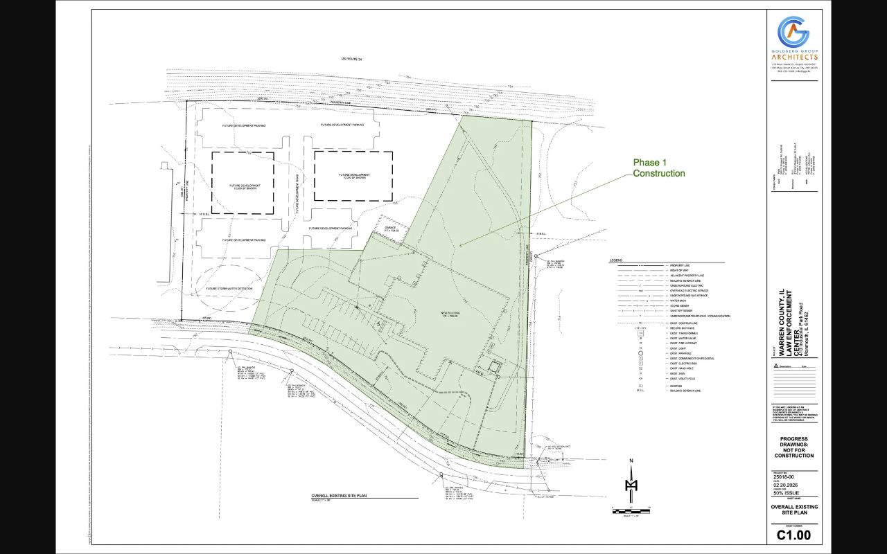 Preliminary overall site plan for the Warren County Sheriff's Office and Jail project