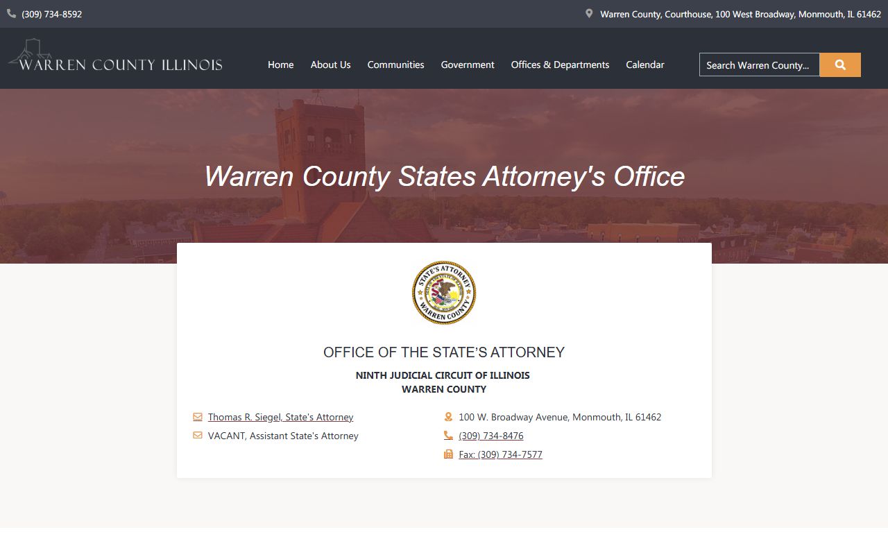 Warren County State's Attorney office page